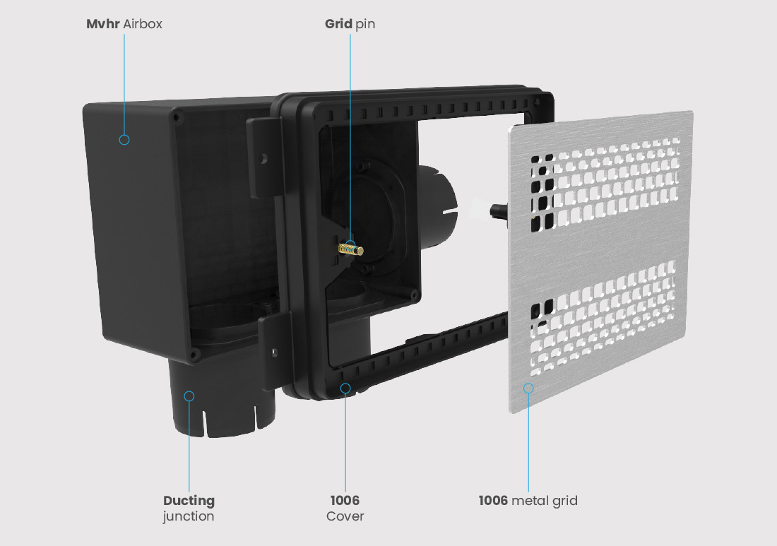 Disappair vent 1006 grid style for mvhr system